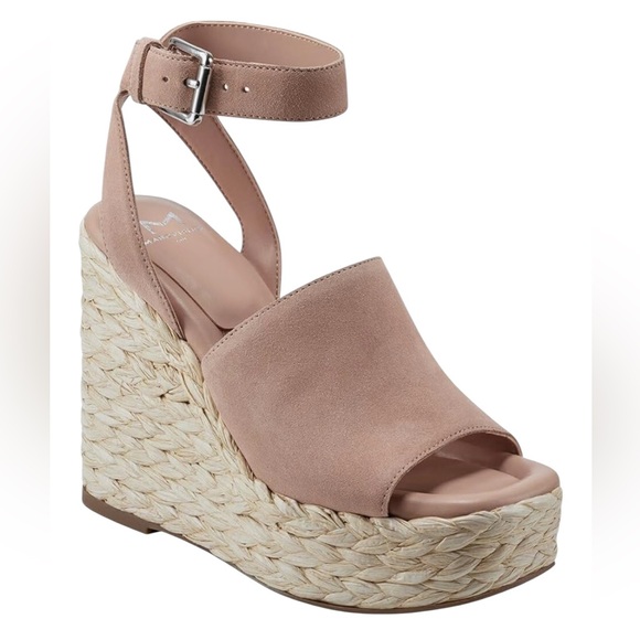 NWT MARC FISHER NELLY ESPADRILLE WEDGE SANDALS IN LIGHT NATURAL WOMENS SIZE 10 - Picture 1 of 7